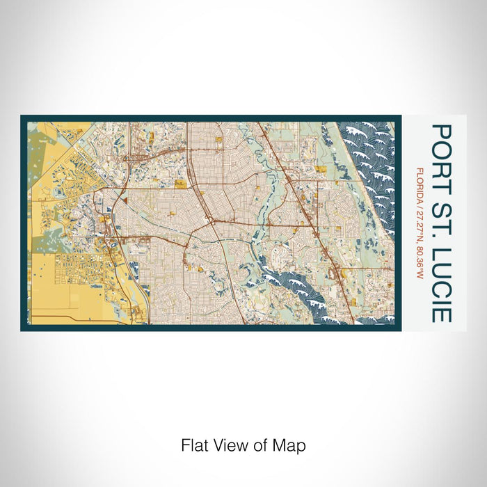 Rendered View of Port St. Lucie Florida Map on 17oz Stainless Steel Insulated Bottle with printed woodblock style map