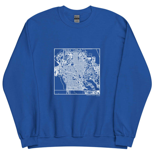 Port St. Lucie Florida  Map Unisex Crewneck Sweater with City inscription in Royal Blue