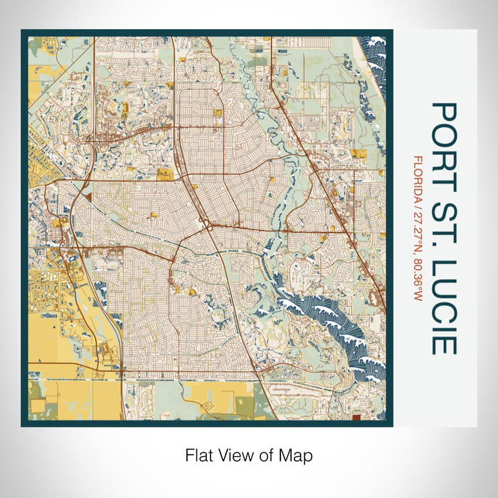 Rendered View of Port St. Lucie Florida Map on 17oz Stainless Steel Insulated Tumbler in Woodblock Map Style