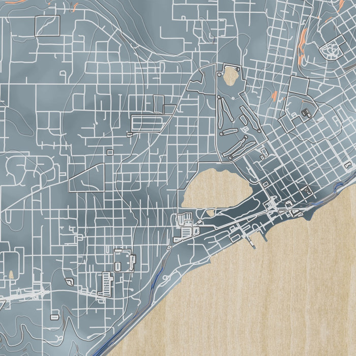 Port Townsend Washington Map Print in Afternoon Style Zoomed In Close Up Showing Details