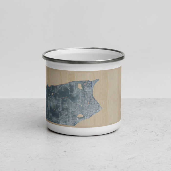 Front View Custom Port Townsend Washington Map Enamel Mug in Afternoon