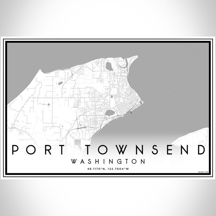Port Townsend Washington Map Print Landscape Orientation in Classic Style With Shaded Background