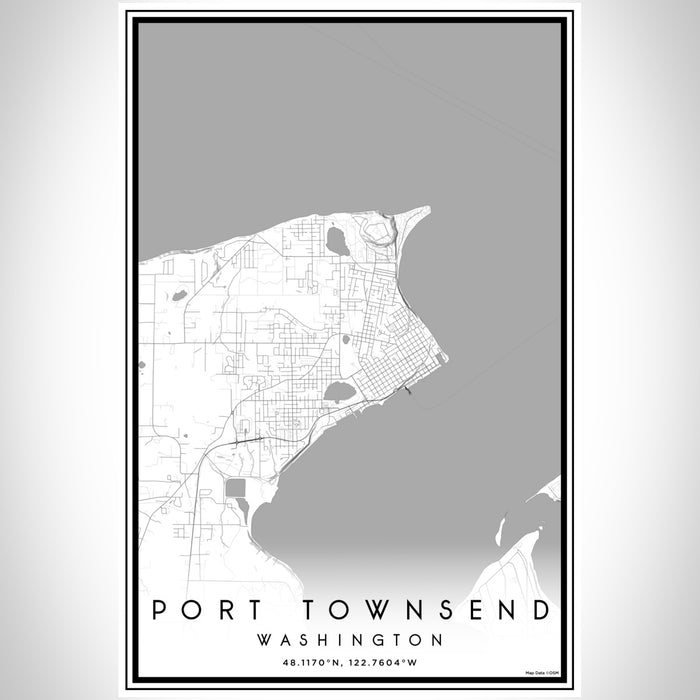 Port Townsend Washington Map Print Portrait Orientation in Classic Style With Shaded Background