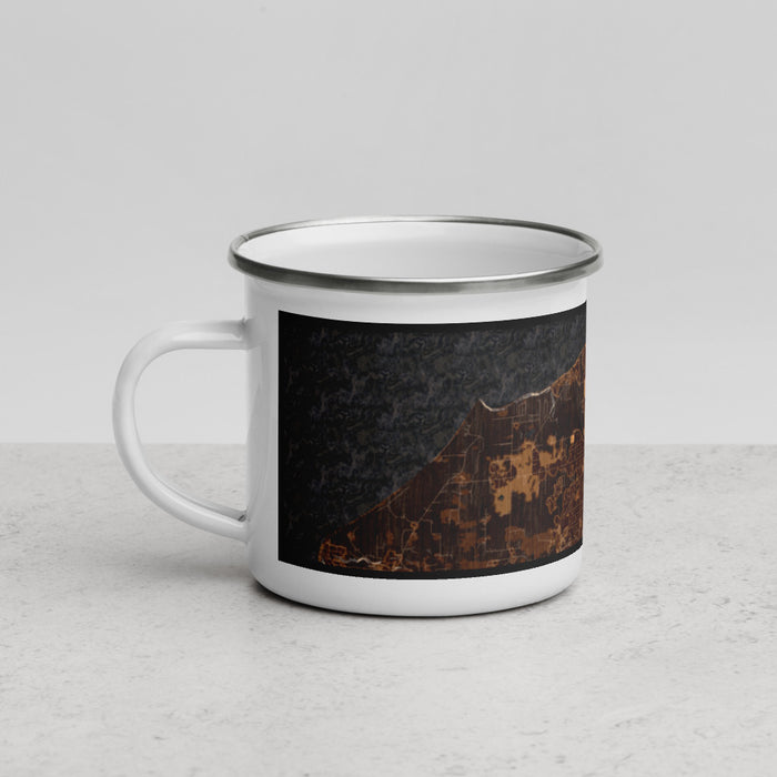 Left View Custom Port Townsend Washington Map Enamel Mug in Ember