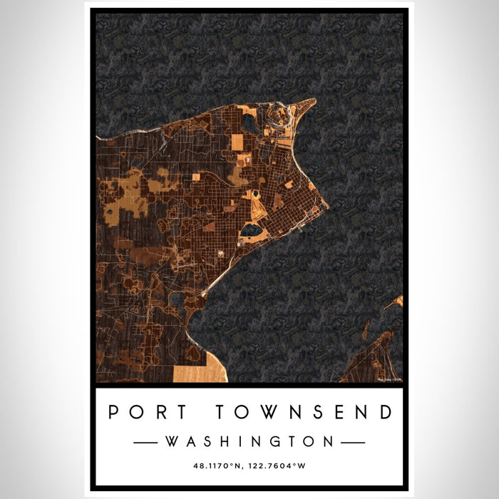 Port Townsend Washington Map Print Portrait Orientation in Ember Style With Shaded Background