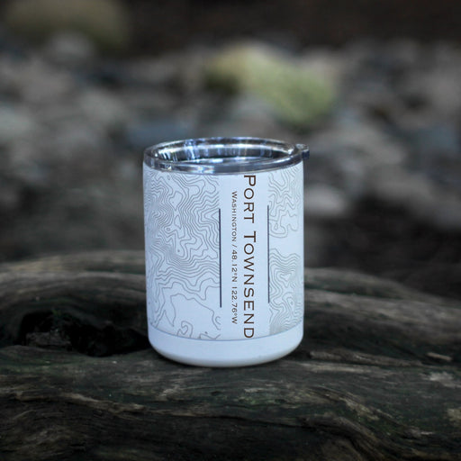 Port Townsend Washington Custom Engraved City Map Inscription Coordinates on 10oz Stainless Steel Insulated Cup with Sliding Lid in White