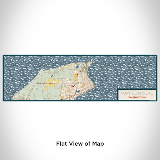 Flat View of Map Custom Port Townsend Washington Map Enamel Mug in Woodblock