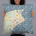 Person holding 22x22 Custom Port Townsend Washington Map Throw Pillow in Woodblock