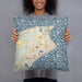Person holding 18x18 Custom Port Townsend Washington Map Throw Pillow in Woodblock