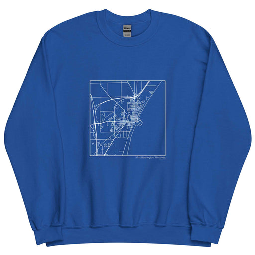 Port Washington Wisconsin  Map Unisex Crewneck Sweater with City inscription in Royal Blue