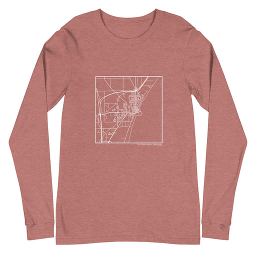 Port Washington Wisconsin  Map Unisex Long-Sleeve T-shirt with City inscription in Heather Mauve