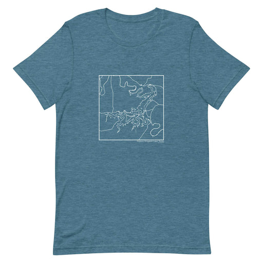 Possum Kingdom Lake Texas  Map Unisex T-Shirt with City inscription in Heather Teal