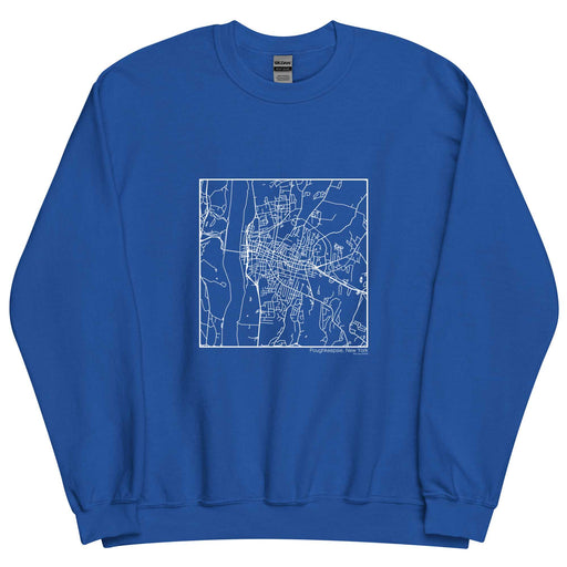Poughkeepsie New York  Map Unisex Crewneck Sweater with City inscription in Royal Blue
