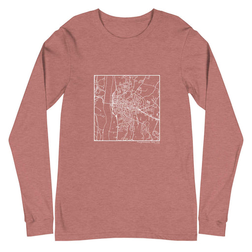 Poughkeepsie New York  Map Unisex Long-Sleeve T-shirt with City inscription in Heather Mauve