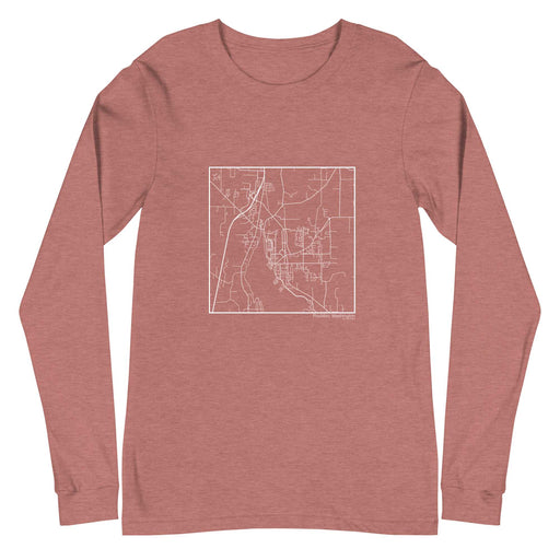 Poulsbo Washington  Map Unisex Long-Sleeve T-shirt with City inscription in Heather Mauve