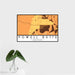 16x24 Powell Butte Oregon Map Print Landscape Orientation in Ember Style With Tropical Plant Leaves in Water