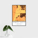 16x24 Powell Butte Oregon Map Print Portrait Orientation in Ember Style With Tropical Plant Leaves in Water