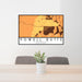 24x36 Powell Butte Oregon Map Print Landscape Orientation in Ember Style Behind 2 Chairs Table and Potted Plant