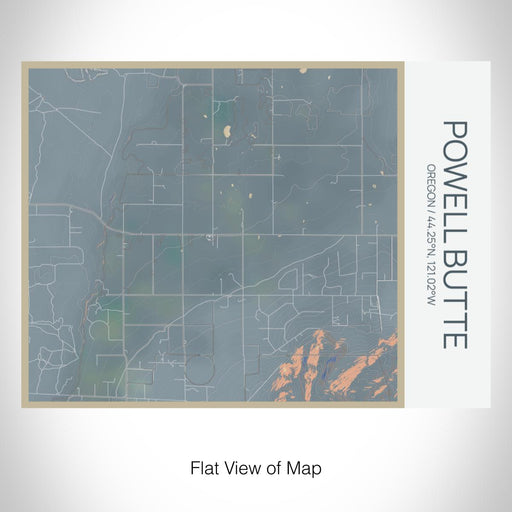 Rendered View of Powell Butte Oregon Map on 20oz Stainless Steel Insulated Bottle with Bamboo Top with printed afternoon style map