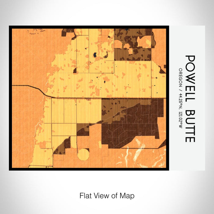 Rendered View of Powell Butte Oregon Map on 20oz Stainless Steel Insulated Bottle with Bamboo Top with printed ember style map
