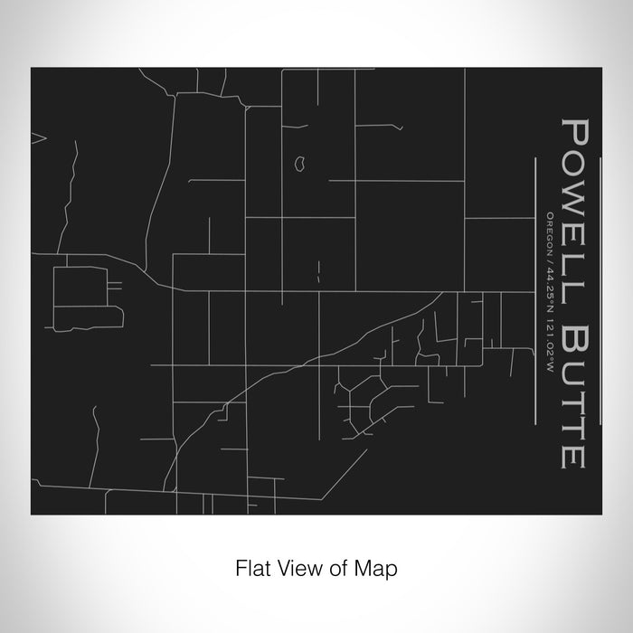 Rendered View of Powell Butte Oregon Map on 20oz Stainless Steel Insulated Bottle with Bamboo Top in Black