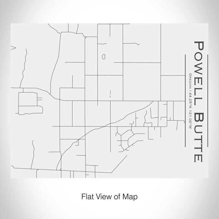 Rendered View of Powell Butte Oregon Map on 20oz Stainless Steel Insulated Bottle with Bamboo Top in White