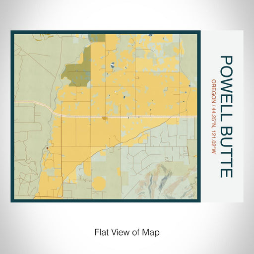 Rendered View of Powell Butte Oregon Map on 20oz Stainless Steel Insulated Bottle with Bamboo Top with printed woodblock style map