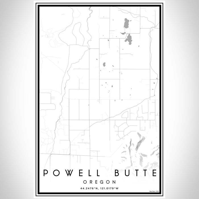 Powell Butte Oregon Map Print Portrait Orientation in Classic Style With Shaded Background