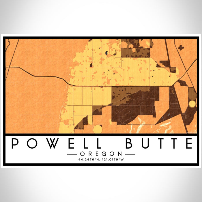 Powell Butte Oregon Map Print Landscape Orientation in Ember Style With Shaded Background