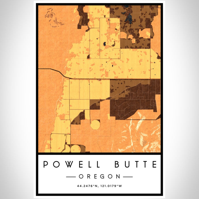 Powell Butte Oregon Map Print Portrait Orientation in Ember Style With Shaded Background