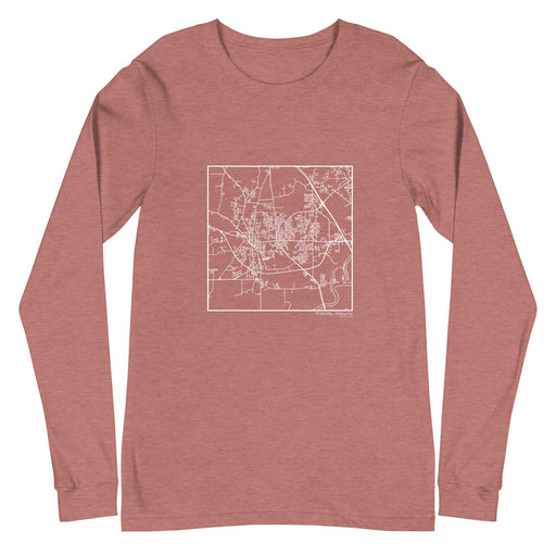Prattville Alabama  Map Unisex Long-Sleeve T-shirt with City inscription in Heather Mauve