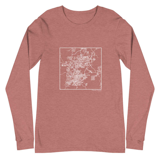 Prescott Arizona  Map Unisex Long-Sleeve T-shirt with City inscription in Heather Mauve
