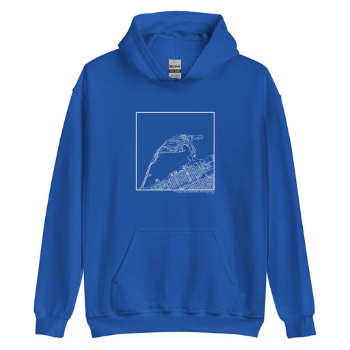 Presque Isle State Park Pennsylvania  Map Unisex Hoodie Sweater with City inscription in Royal Blue