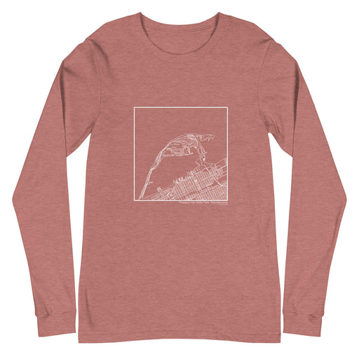 Presque Isle State Park Pennsylvania  Map Unisex Long-Sleeve T-shirt with City inscription in Heather Mauve