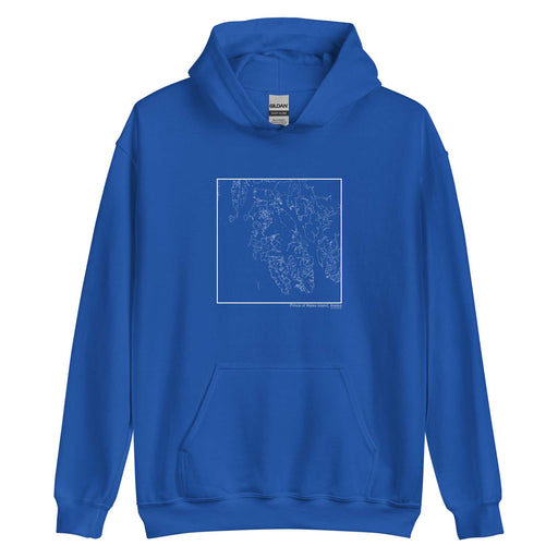 Prince of Wales Island Alaska  Map Unisex Hoodie Sweater with City inscription in Royal Blue