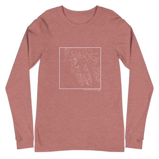Prince of Wales Island Alaska  Map Unisex Long-Sleeve T-shirt with City inscription in Heather Mauve