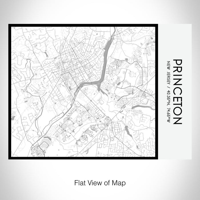 Rendered View of Princeton New Jersey Map on 20oz Stainless Steel Insulated Bottle with Bamboo Top with printed classic style map
