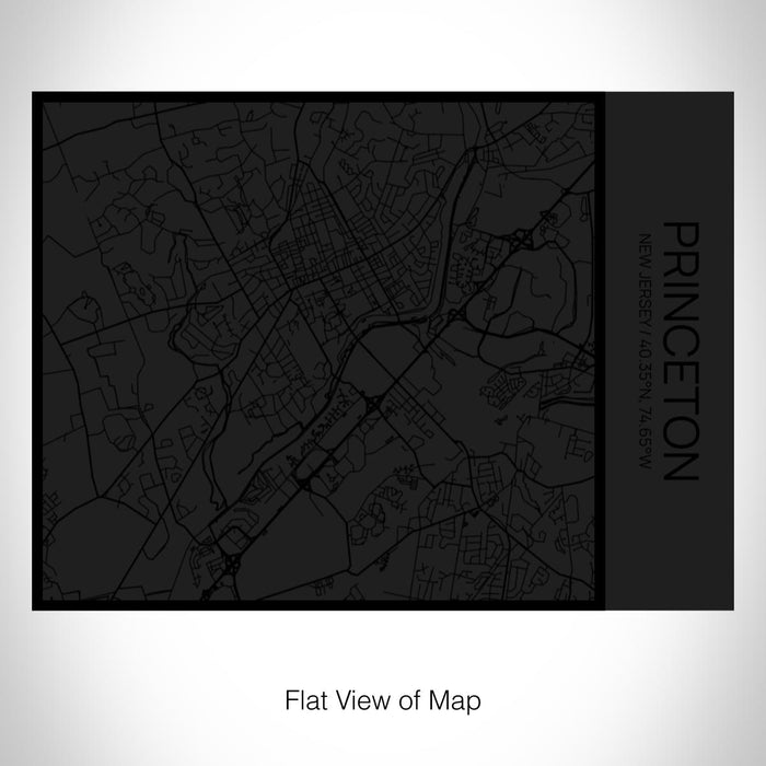 Rendered View of Princeton New Jersey Map on 20oz Stainless Steel Insulated Bottle with Bamboo Top in Matte Black with printed Tactile Lines Map in Black