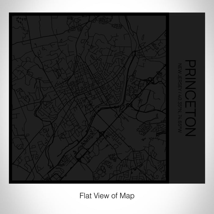 Rendered View of Princeton New Jersey Map on 17oz Stainless Steel Insulated Tumbler in Matte Black with Tactile Lines