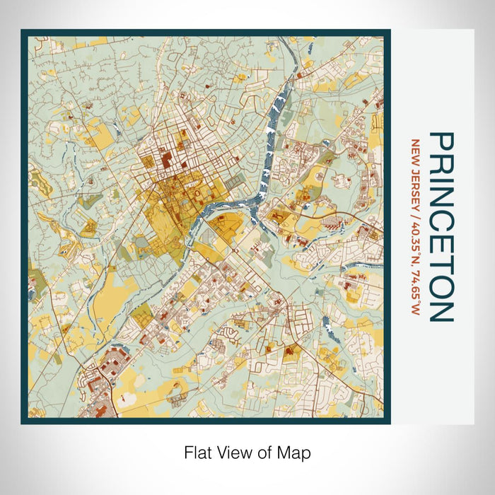 Rendered View of Princeton New Jersey Map on 17oz Stainless Steel Insulated Tumbler in Woodblock Map Style