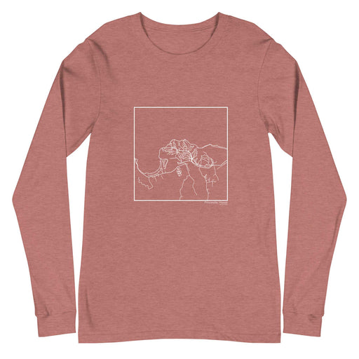 Princeville Hawaii  Map Unisex Long-Sleeve T-shirt with City inscription in Heather Mauve