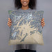 Person holding 18x18 Custom Prince William Sound Alaska Map Throw Pillow in Afternoon