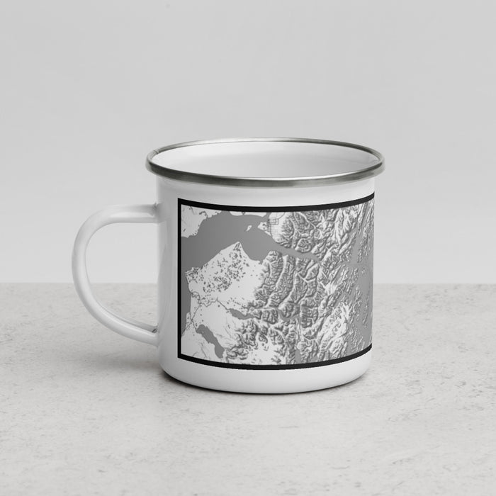 Left View Custom Prince William Sound Alaska Map Enamel Mug in Classic