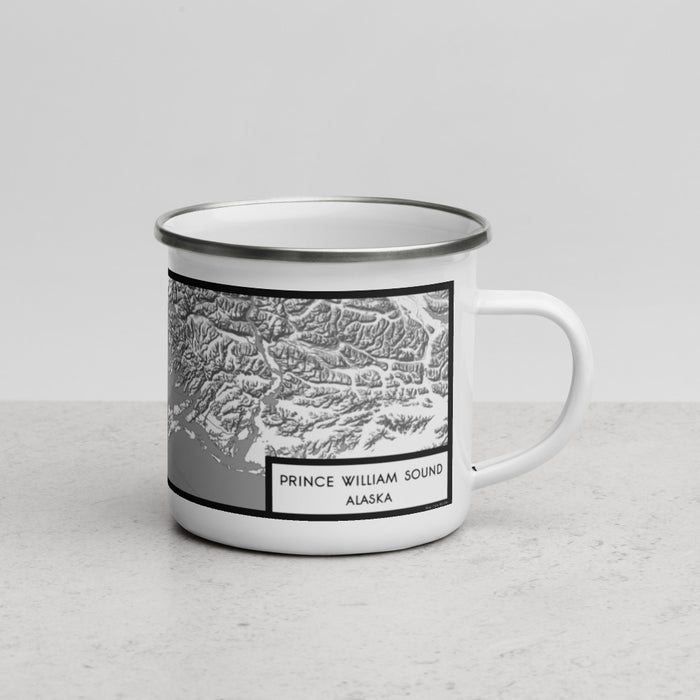 Right View Custom Prince William Sound Alaska Map Enamel Mug in Classic