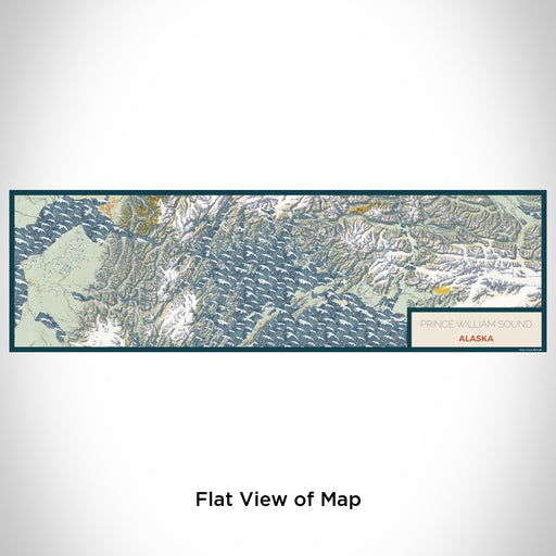 Flat View of Map Custom Prince William Sound Alaska Map Enamel Mug in Woodblock