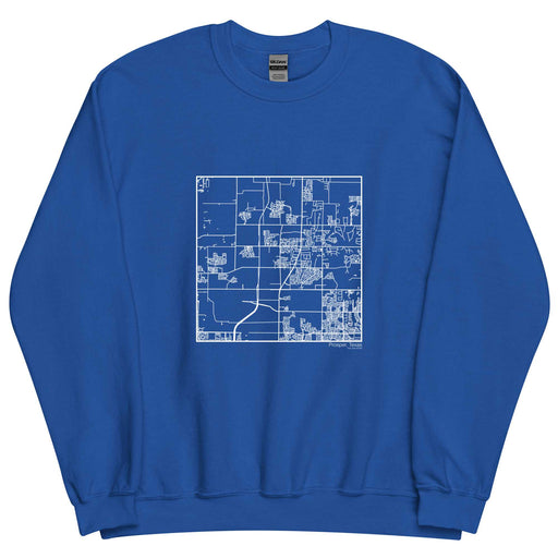 Prosper Texas  Map Unisex Crewneck Sweater with City inscription in Royal Blue