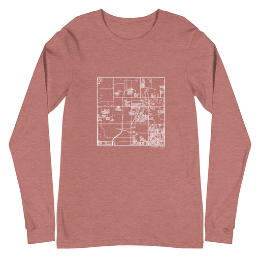 Prosper Texas  Map Unisex Long-Sleeve T-shirt with City inscription in Heather Mauve