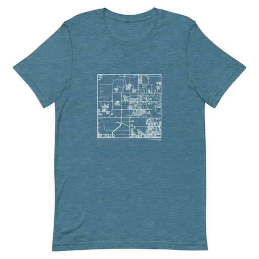 Prosper Texas  Map Unisex T-Shirt with City inscription in Heather Teal