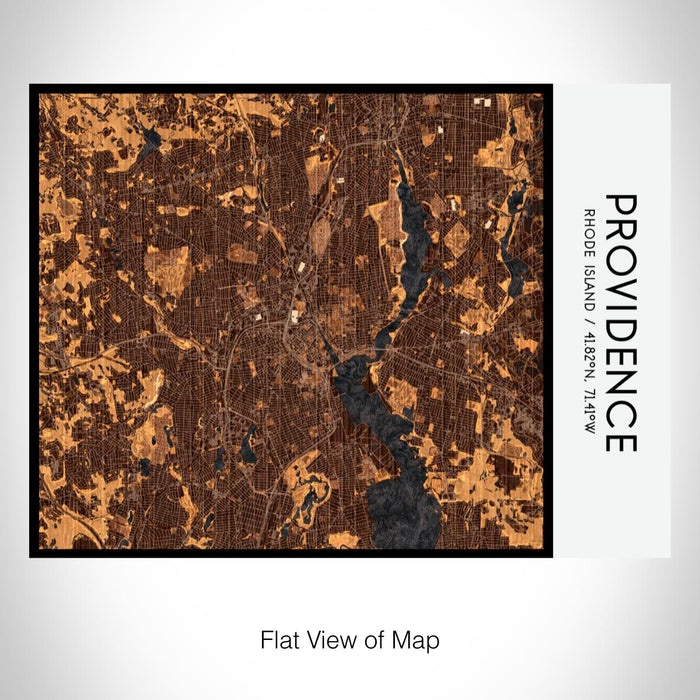 Rendered View of Providence Rhode Island Map on 20oz Stainless Steel Insulated Bottle with Bamboo Top with printed ember style map