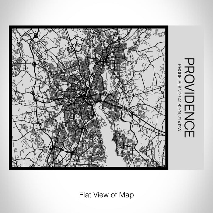 Rendered View of Providence Rhode Island Map on 20oz Stainless Steel Insulated Bottle with Bamboo Top with printed Tactile Lines Map in Black